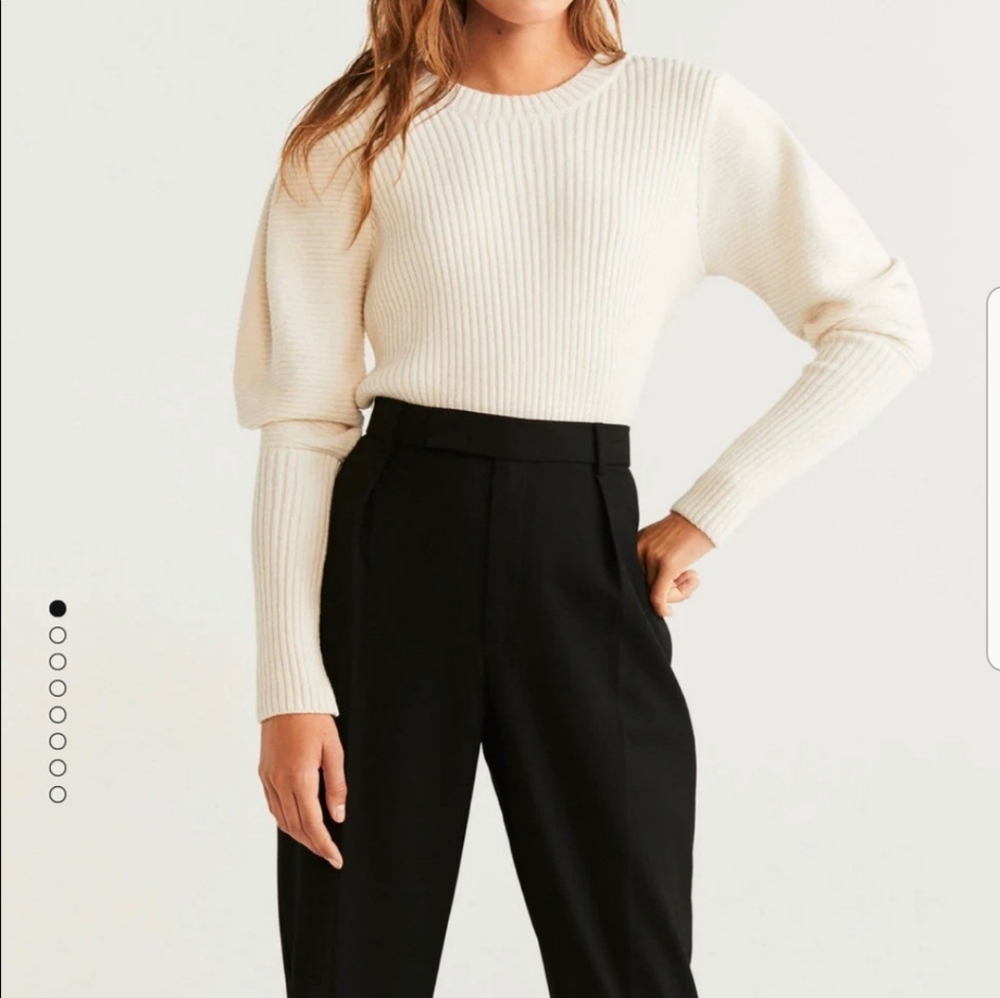 Mango Ribbed Balloon Sleeve Sweater